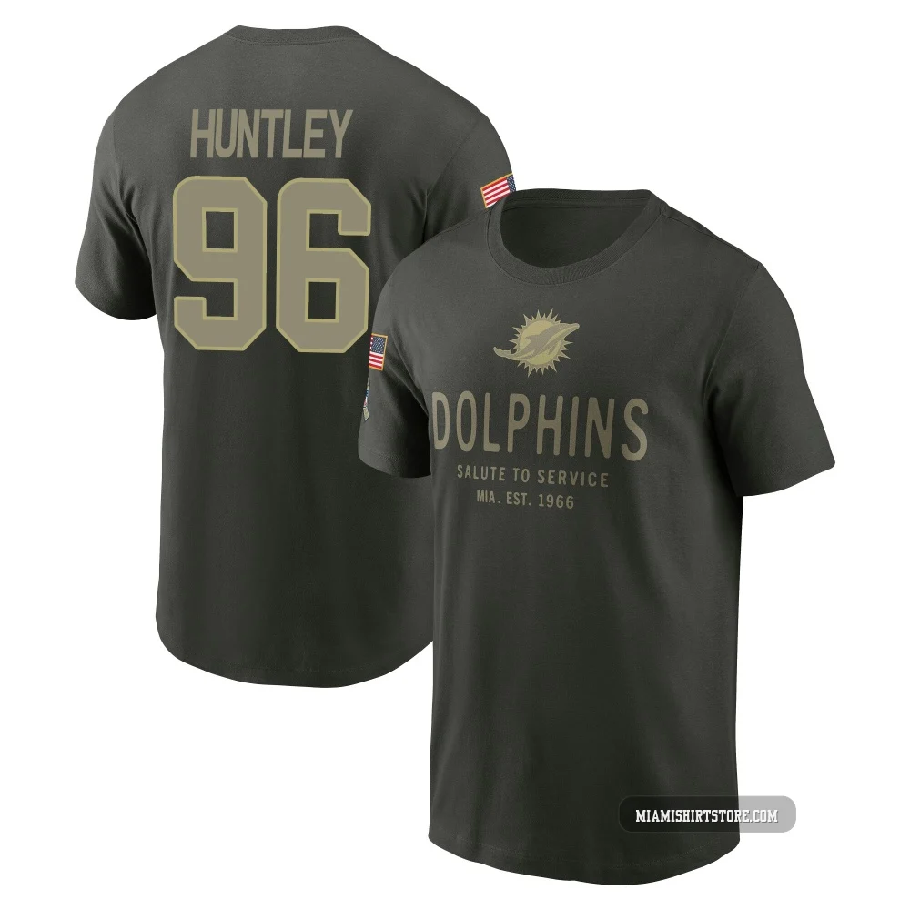 Men's Alex Huntley Miami Dolphins ＃96 Forest/Green 2025 Salute to Service Sideline Primary Edge T-Shirt