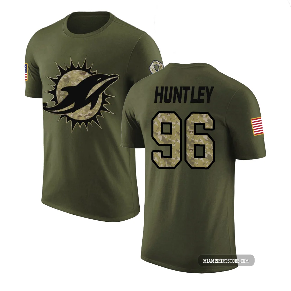 Men's Alex Huntley Miami Dolphins ＃96 Legend Olive Salute to Service T-Shirt