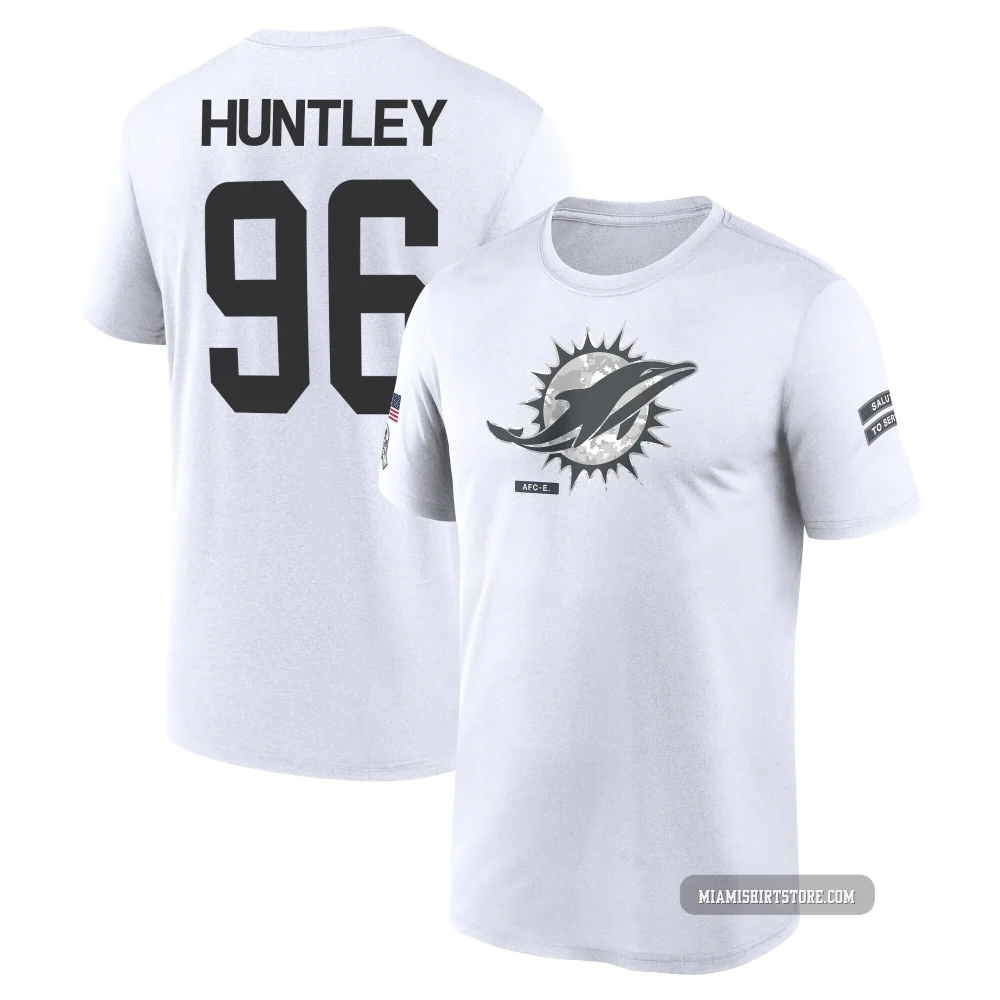 Men's Alex Huntley Miami Dolphins ＃96 Legend White 2024 Salute to Service Performance T-Shirt