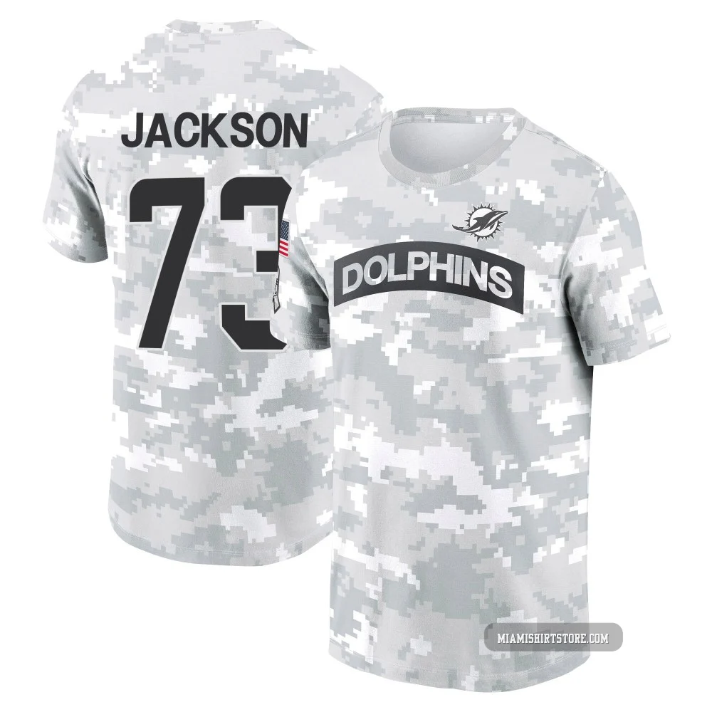 Men's Austin Jackson Miami Dolphins ＃73 Arctic Camo 2024 Salute to Service Performance T-Shirt