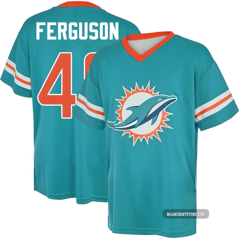 Men's Blake Ferguson Miami Dolphins ＃48 Aqua Name & Number Game Day V-Neck T-Shirt