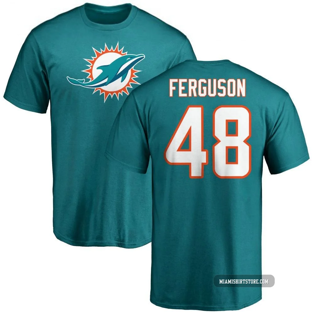 Men's Blake Ferguson Miami Dolphins ＃48 Aqua Pro Line Name & Number Logo T-Shirt -
