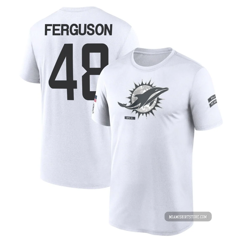 Men's Blake Ferguson Miami Dolphins ＃48 Legend White 2024 Salute to Service Performance T-Shirt