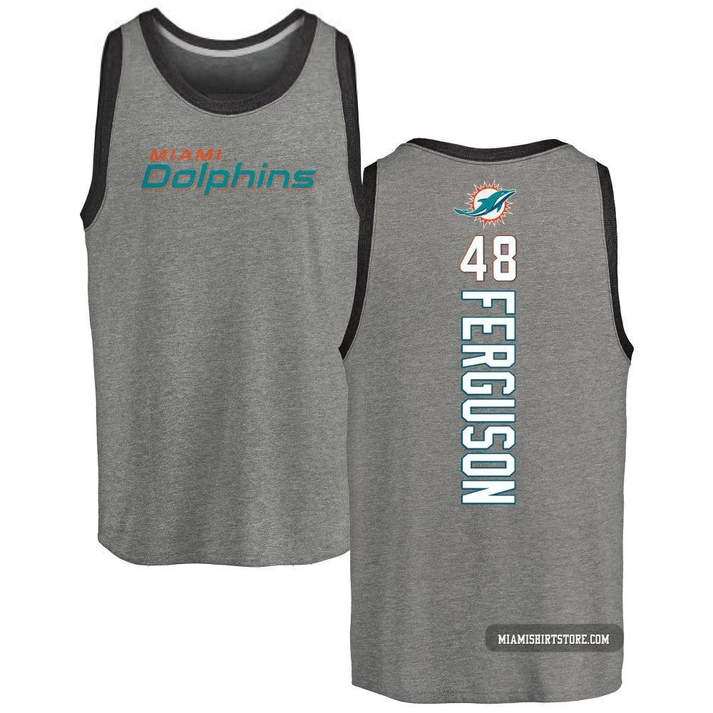 Men's Blake Ferguson Miami Dolphins ＃48 Pro Line by Backer Tri-Blend Tank Top - Ash