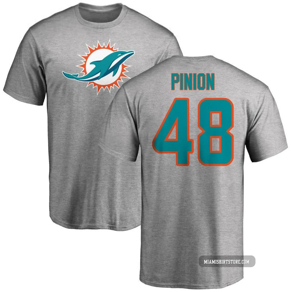 Men's Bradley Pinion Miami Dolphins ＃48 Pro Line Name & Number Logo T-Shirt - Ash