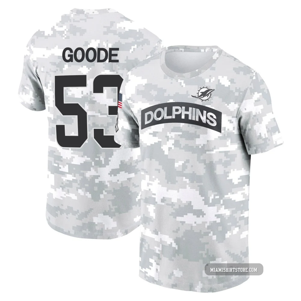 Men's Cameron Goode Miami Dolphins ＃53 Arctic Camo 2024 Salute to Service Performance T-Shirt