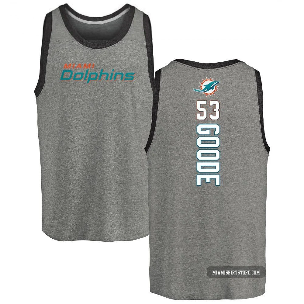 Men's Cameron Goode Miami Dolphins ＃53 Pro Line by Backer Tri-Blend Tank Top - Ash