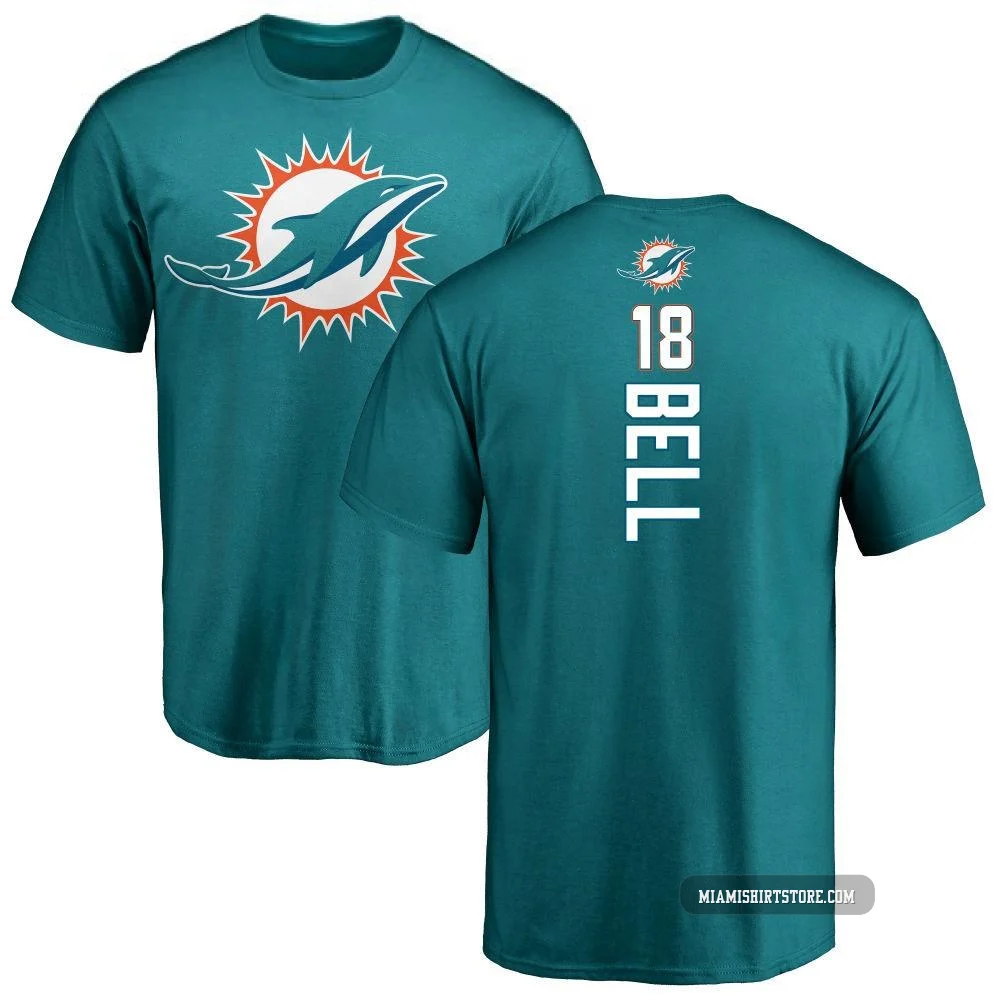 Men's Chris Bell Miami Dolphins ＃18 Aqua Pro Line Backer T-Shirt -