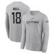 Men's Chris Bell Miami Dolphins ＃18 Gray 2024 Salute to Service Long Sleeve T-Shirt