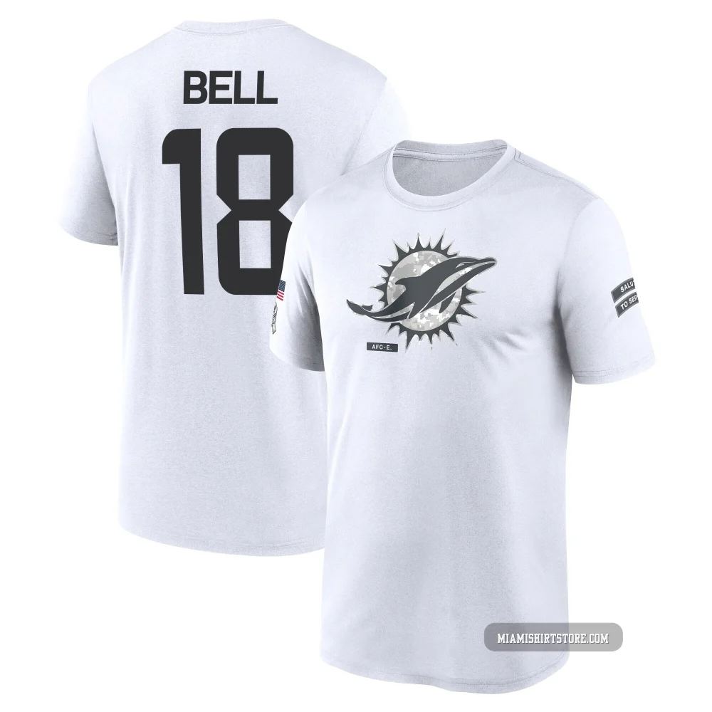 Men's Chris Bell Miami Dolphins ＃18 Legend White 2024 Salute to Service Performance T-Shirt