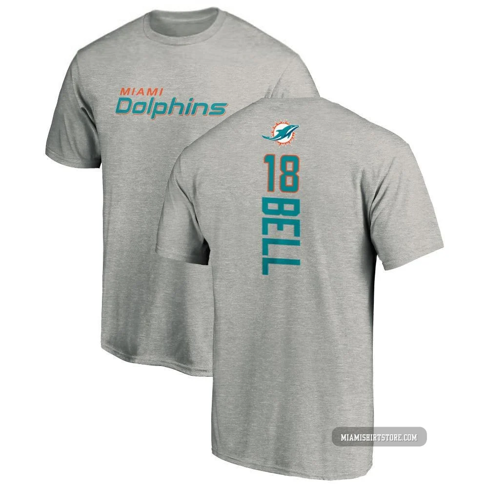 Men's Chris Bell Miami Dolphins ＃18 Pro Line Backer T-Shirt - Ash