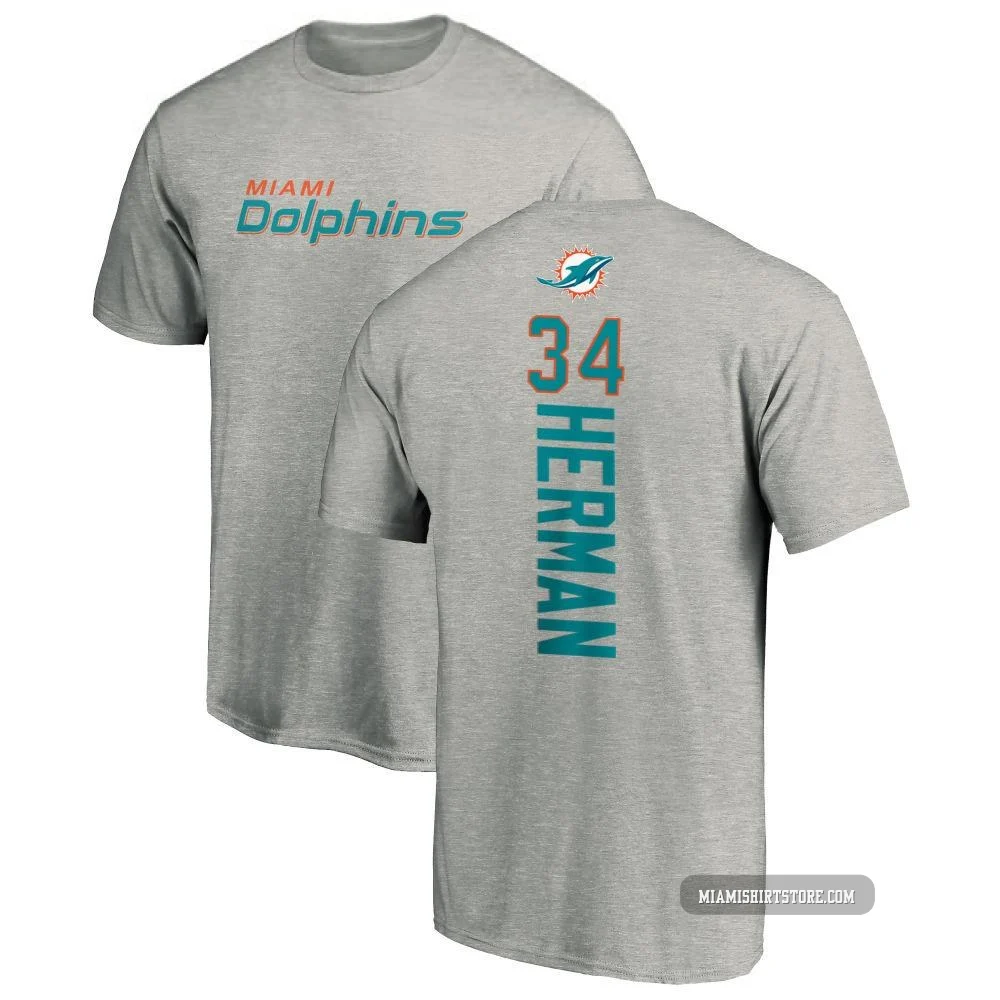 Men's DJ Herman Miami Dolphins ＃34 Pro Line Backer T-Shirt - Ash