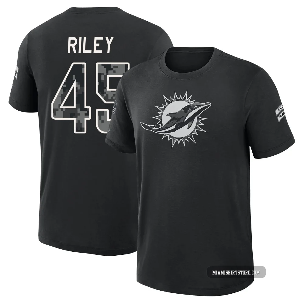 Men's Duke Riley Miami Dolphins ＃45 Black 2026 Salute to Service Slub T-Shirt