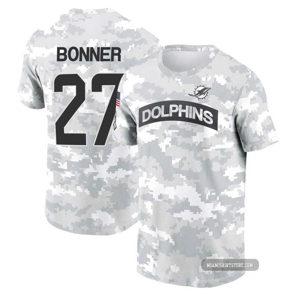 Men's Ethan Bonner Miami Dolphins ＃27 Arctic Camo 2024 Salute to Service Performance T-Shirt