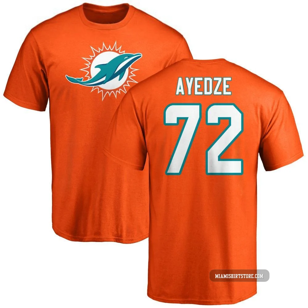 Men's Gottlieb Ayedze Miami Dolphins ＃72 Orange Pro Line Name & Number Logo T-Shirt -
