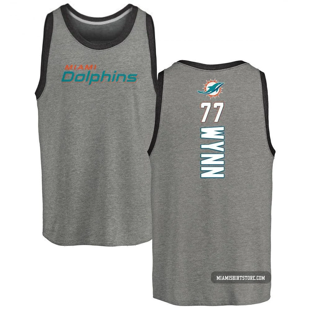 Men's Isaiah Wynn Miami Dolphins ＃77 Pro Line by Backer Tri-Blend Tank Top - Ash