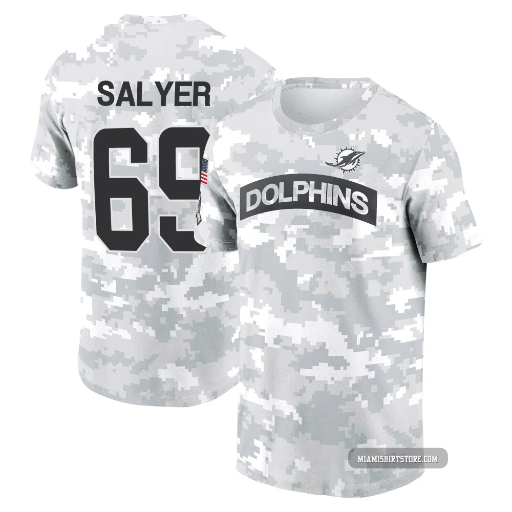 Men's Jamaree Salyer Miami Dolphins ＃69 Arctic Camo 2024 Salute to Service Performance T-Shirt