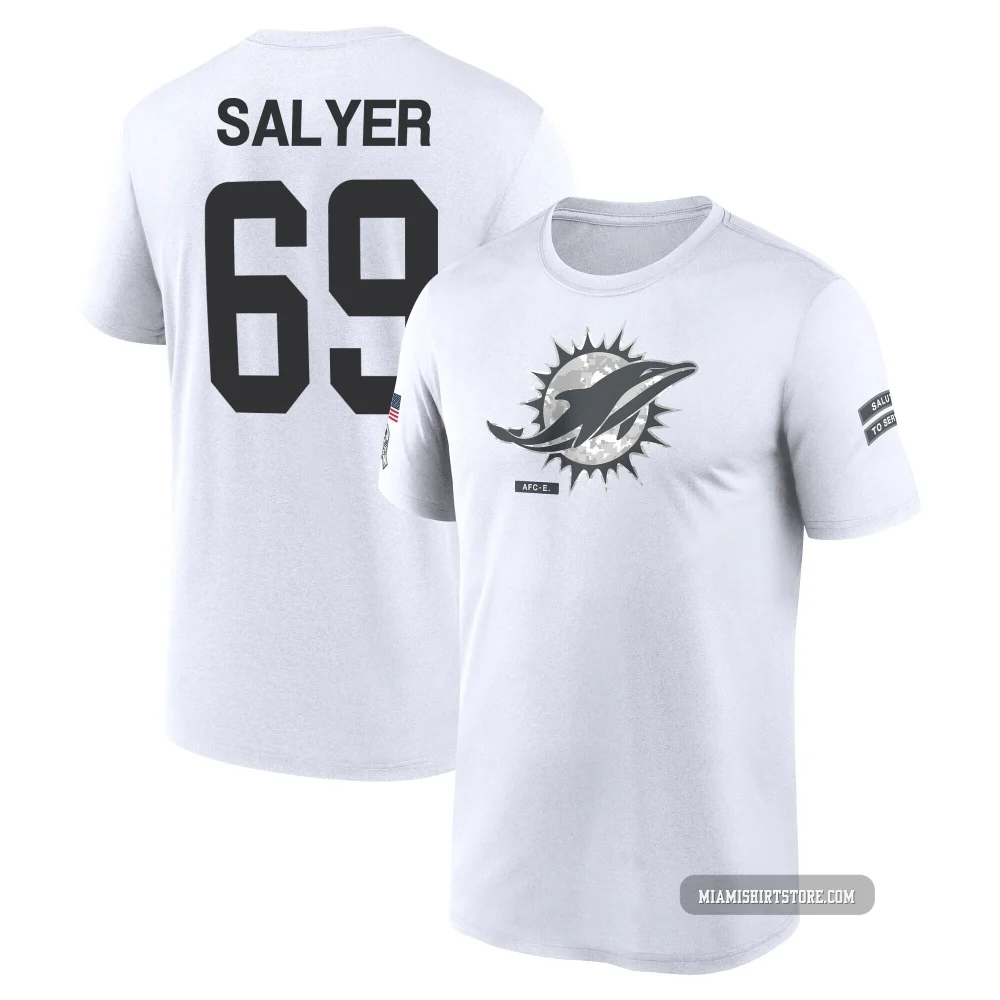 Men's Jamaree Salyer Miami Dolphins ＃69 Legend White 2024 Salute to Service Performance T-Shirt