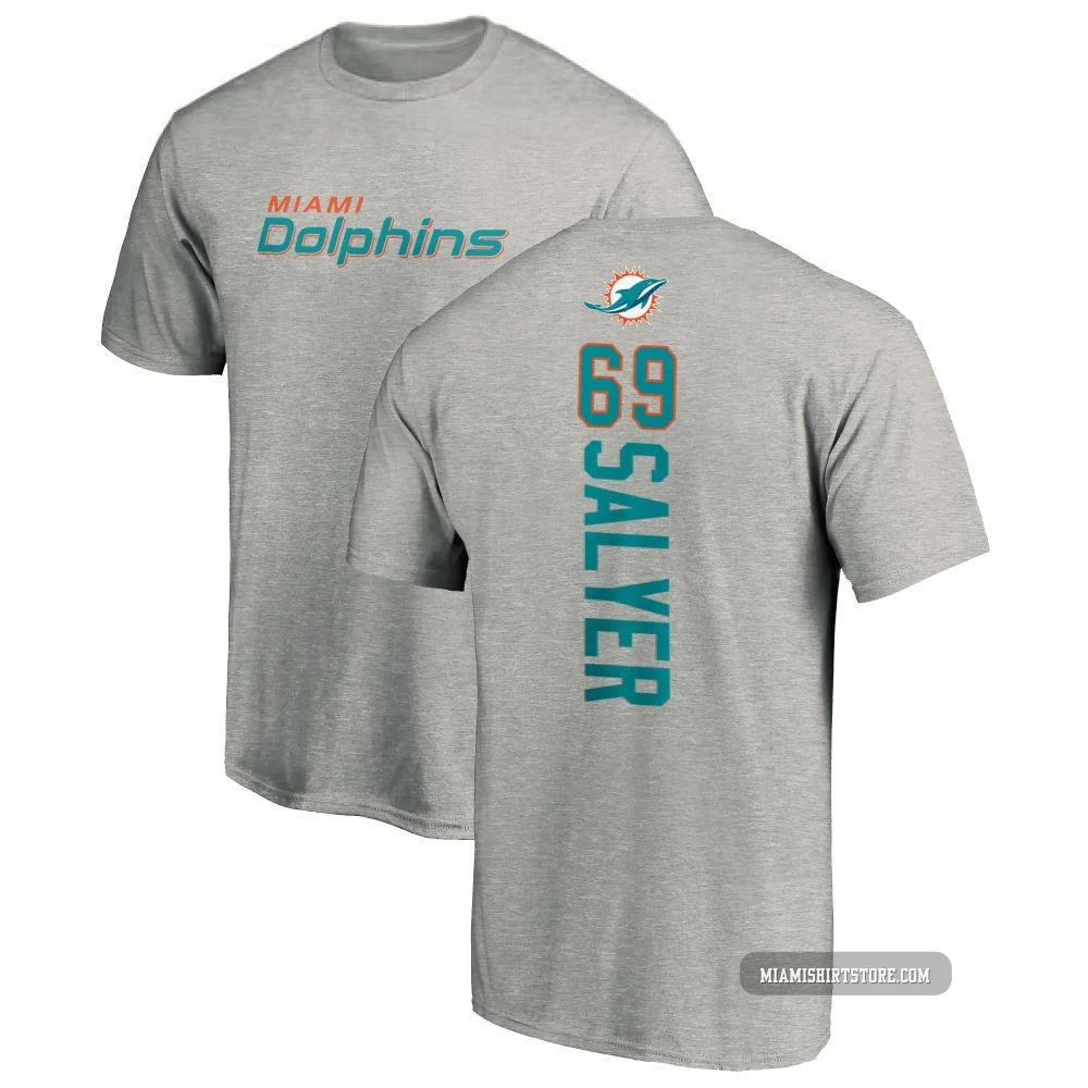 Men's Jamaree Salyer Miami Dolphins ＃69 Pro Line Backer T-Shirt - Ash