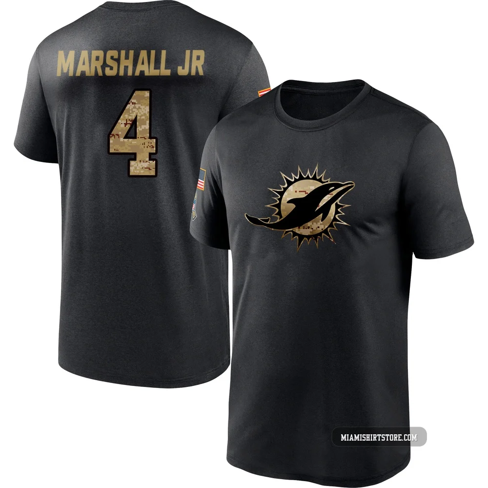 Men's Jason Marshall Jr. Miami Dolphins ＃4 Black 2020 Salute To Service Performance T-Shirt