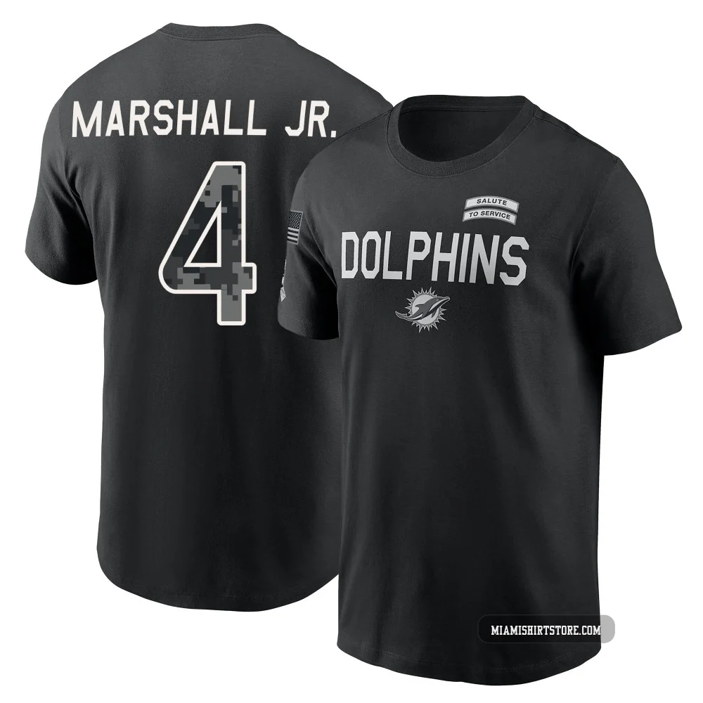 Men's Jason Marshall Jr. Miami Dolphins ＃4 Black 2026 Salute to Service Sideline T-Shirt