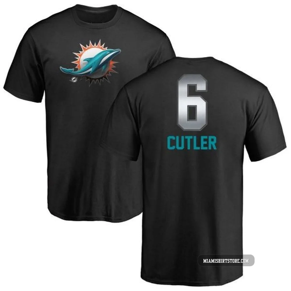 Men's Jay Cutler Miami Dolphins ＃6 Black Pro Line by Midnight Mascot T-Shirt -