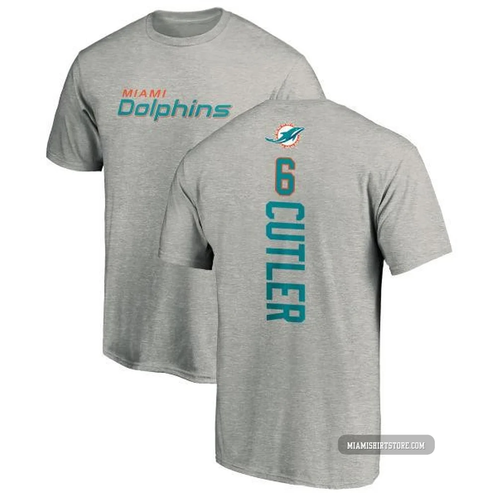 Men's Jay Cutler Miami Dolphins ＃6 Pro Line Backer T-Shirt - Ash