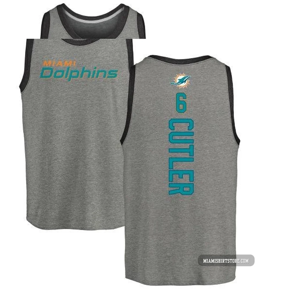 Men's Jay Cutler Miami Dolphins ＃6 Pro Line by Backer Tri-Blend Tank Top - Ash