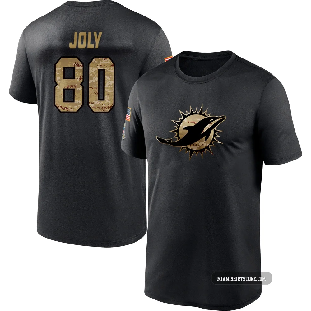 Men's Justin Joly Miami Dolphins ＃80 Black 2020 Salute To Service Performance T-Shirt