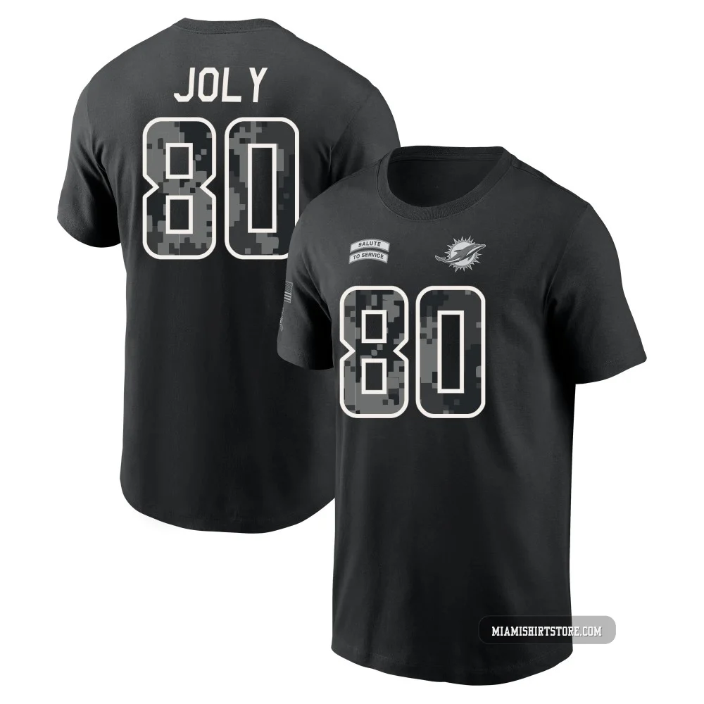 Men's Justin Joly Miami Dolphins ＃80 Black 2026 Salute to Service Name & Number T-Shirt