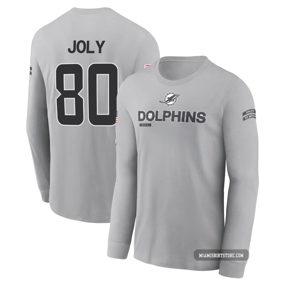 Men's Justin Joly Miami Dolphins ＃80 Gray 2024 Salute to Service Long Sleeve T-Shirt