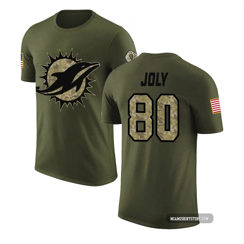 Men's Justin Joly Miami Dolphins ＃80 Legend Olive Salute to Service T-Shirt