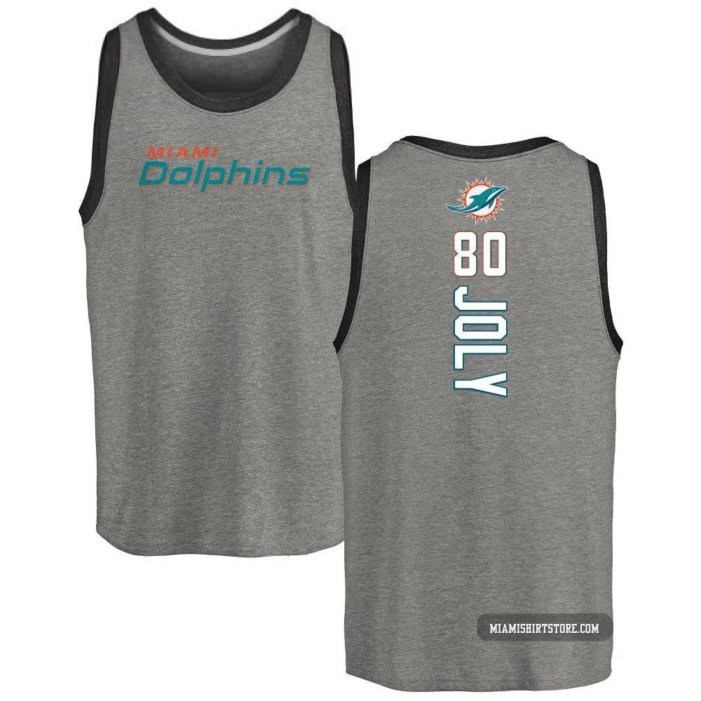 Men's Justin Joly Miami Dolphins ＃80 Pro Line by Backer Tri-Blend Tank Top - Ash