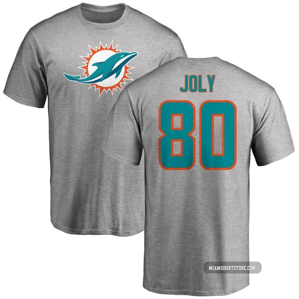 Men's Justin Joly Miami Dolphins ＃80 Pro Line Name & Number Logo T-Shirt - Ash