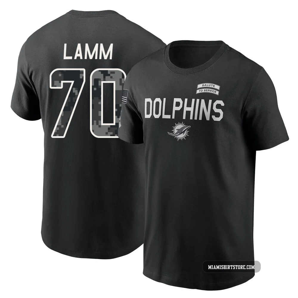 Men's Kendall Lamm Miami Dolphins ＃70 Black 2026 Salute to Service Sideline T-Shirt