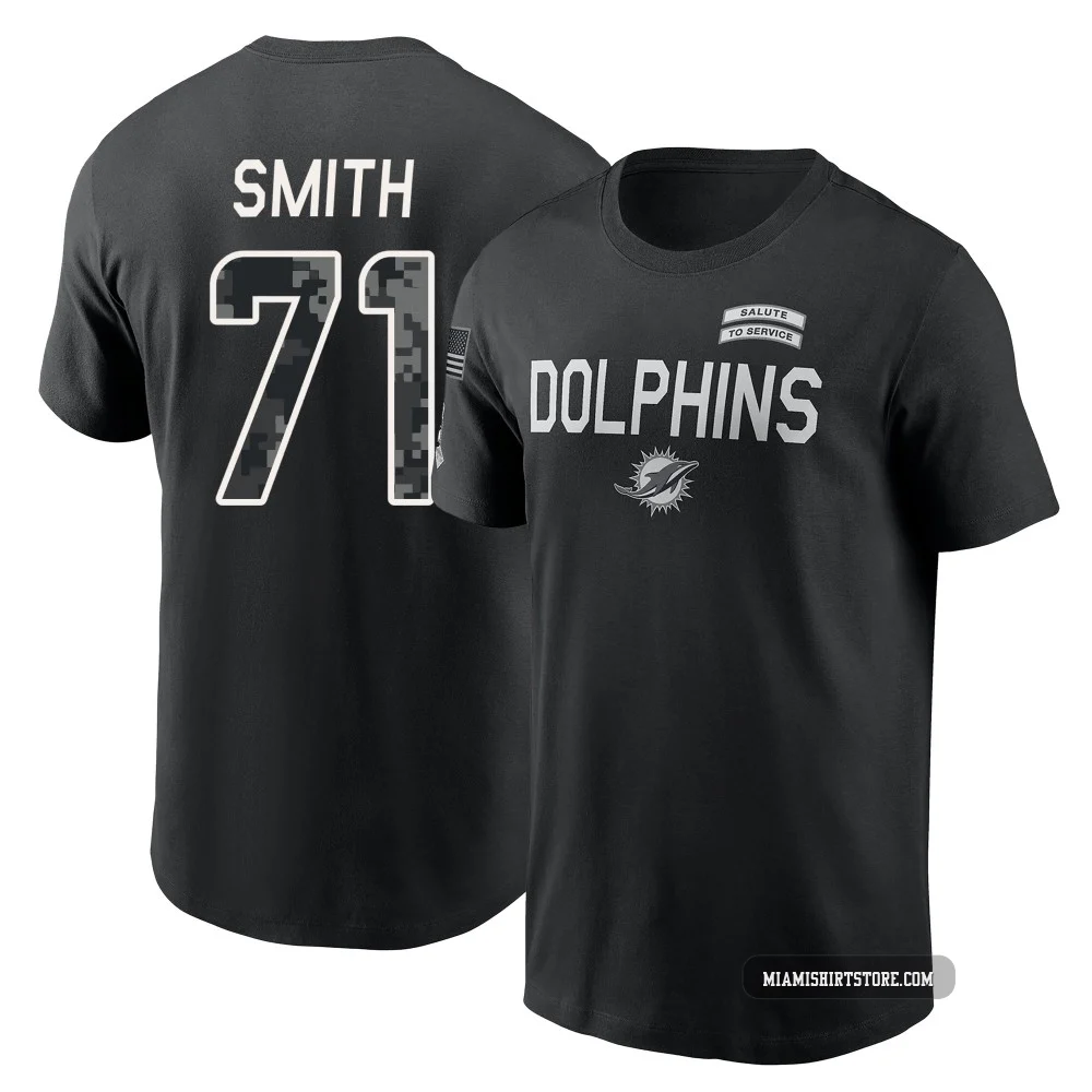 Men's Kion Smith Miami Dolphins ＃71 Black 2026 Salute to Service Sideline T-Shirt