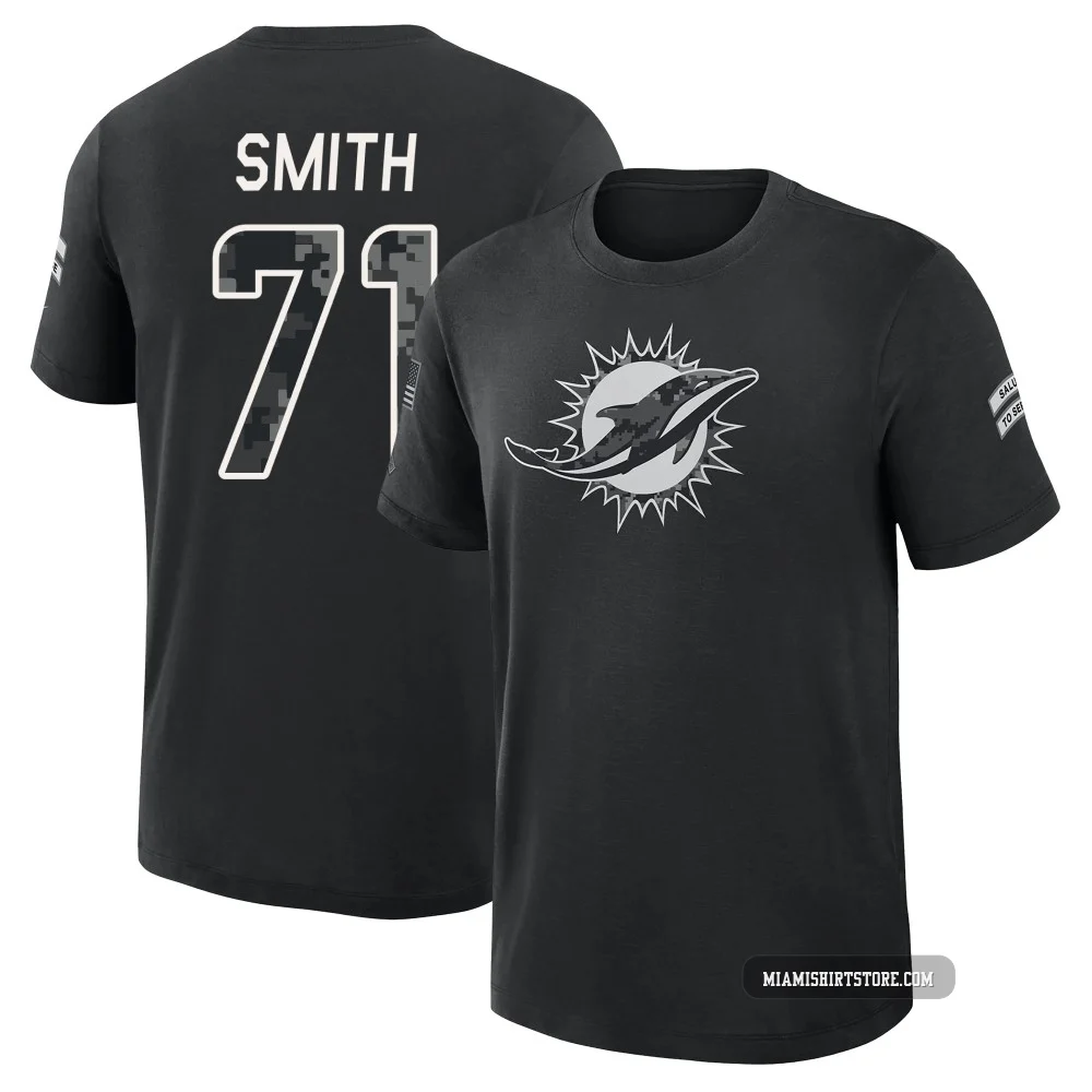 Men's Kion Smith Miami Dolphins ＃71 Black 2026 Salute to Service Slub T-Shirt