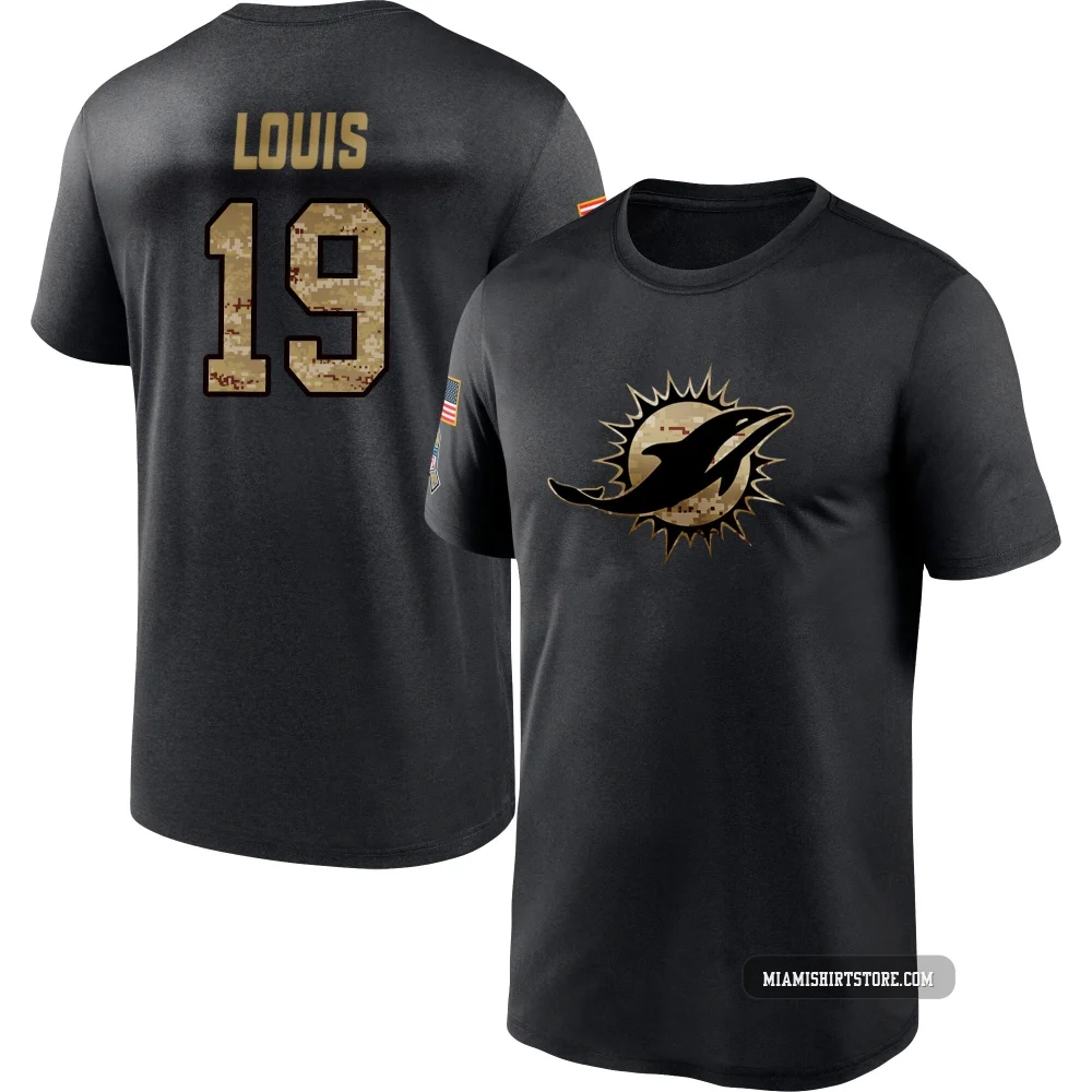 Men's Kyle Louis Miami Dolphins ＃19 Black 2020 Salute To Service Performance T-Shirt