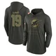 Men's Kyle Louis Miami Dolphins ＃19 Forest/Green 2025 Salute to Service Sideline Lightweight Hooded Pullover Long Sleeve T-Shirt