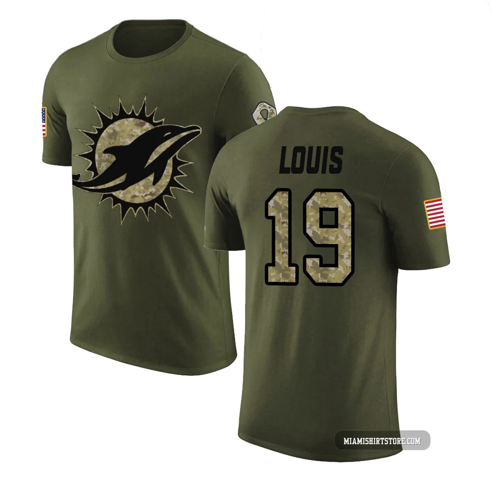 Men's Kyle Louis Miami Dolphins ＃19 Legend Olive Salute to Service T-Shirt