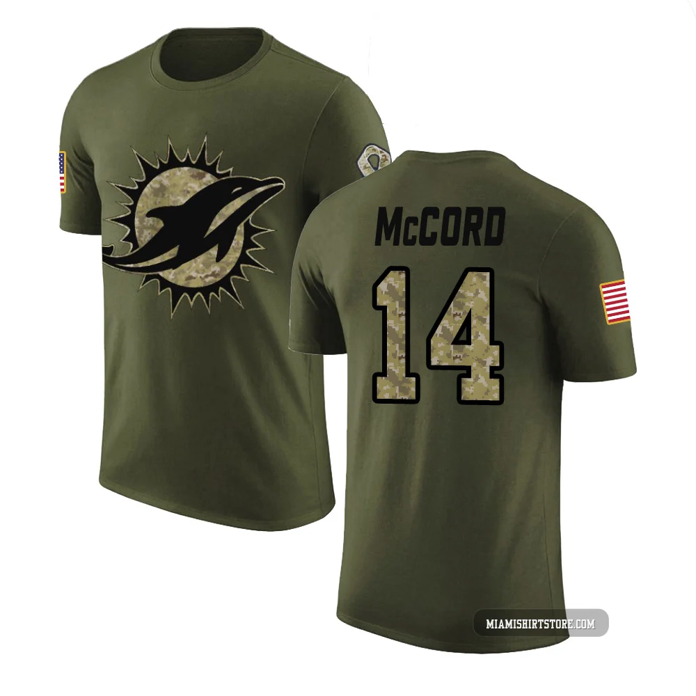 Men's Kyle McCord Miami Dolphins ＃14 Legend Olive Salute to Service T-Shirt