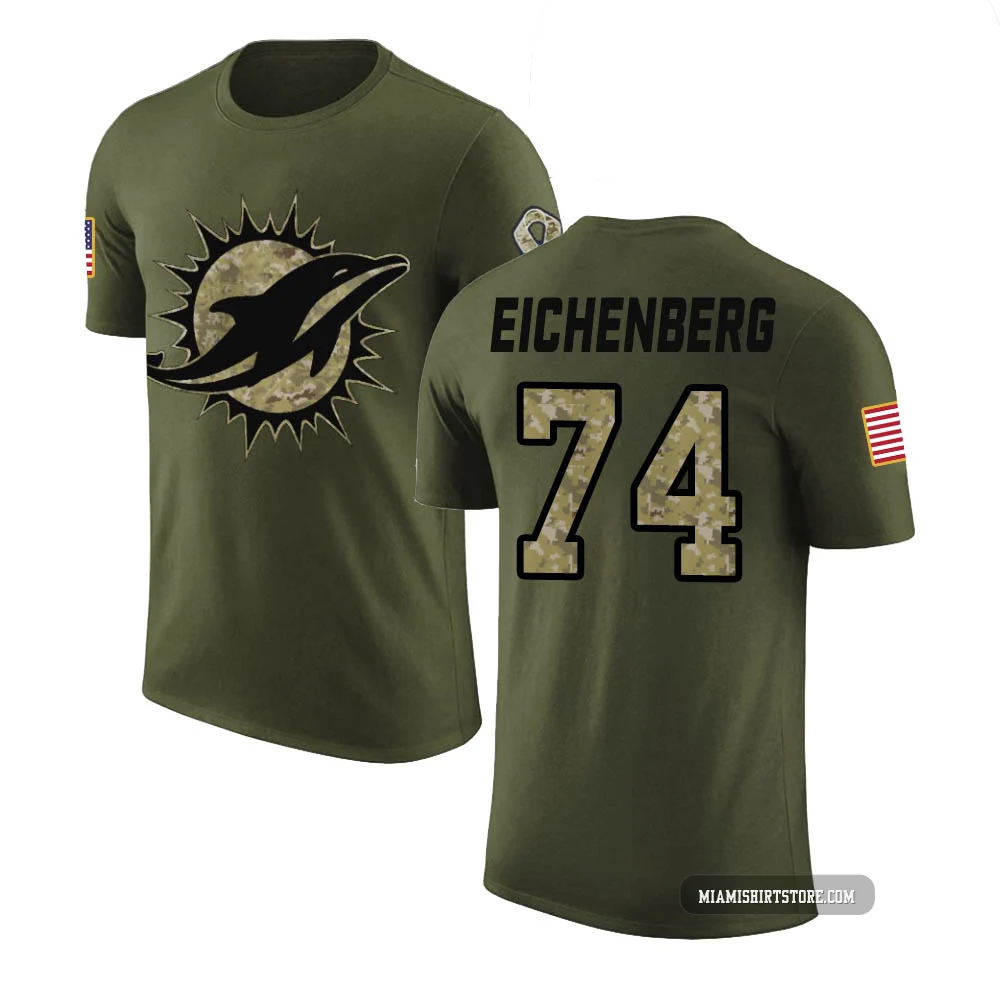Men's Liam Eichenberg Miami Dolphins ＃74 Legend Olive Salute to Service T-Shirt