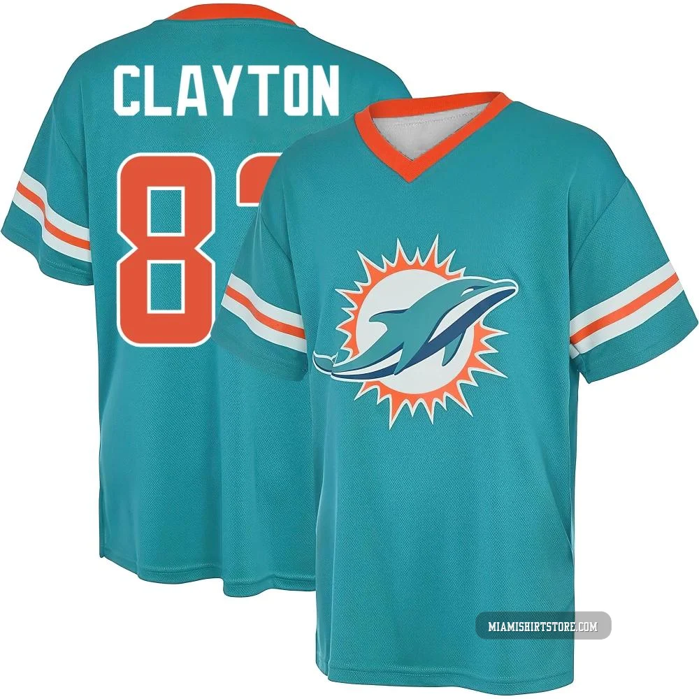 Men's Mark Clayton Miami Dolphins ＃83 Aqua Name & Number Game Day V-Neck T-Shirt