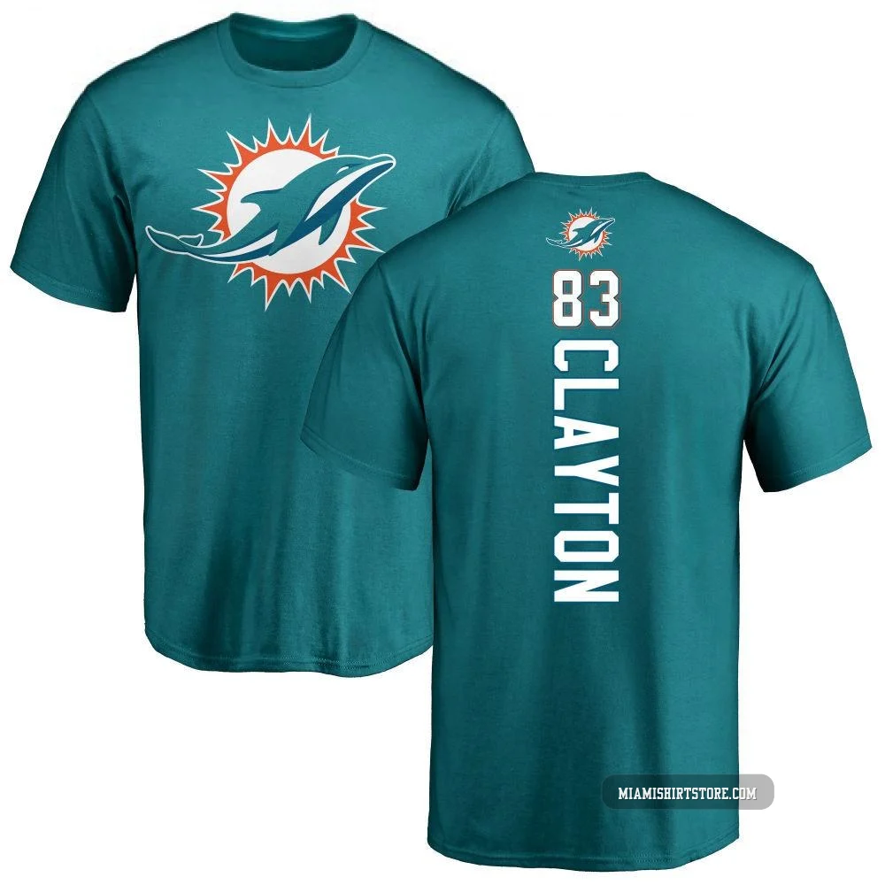 Men's Mark Clayton Miami Dolphins ＃83 Aqua Pro Line Backer T-Shirt -