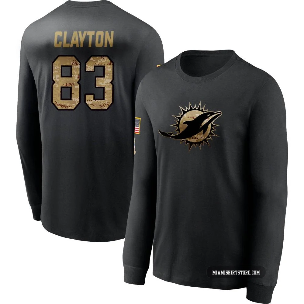 Men's Mark Clayton Miami Dolphins ＃83 Black 2020 Salute To Service Sideline Performance Long Sleeve T-Shirt