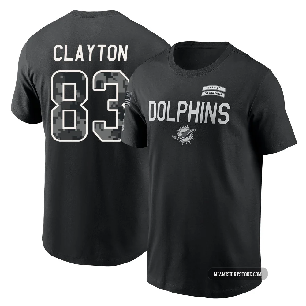 Men's Mark Clayton Miami Dolphins ＃83 Black 2026 Salute to Service Sideline T-Shirt