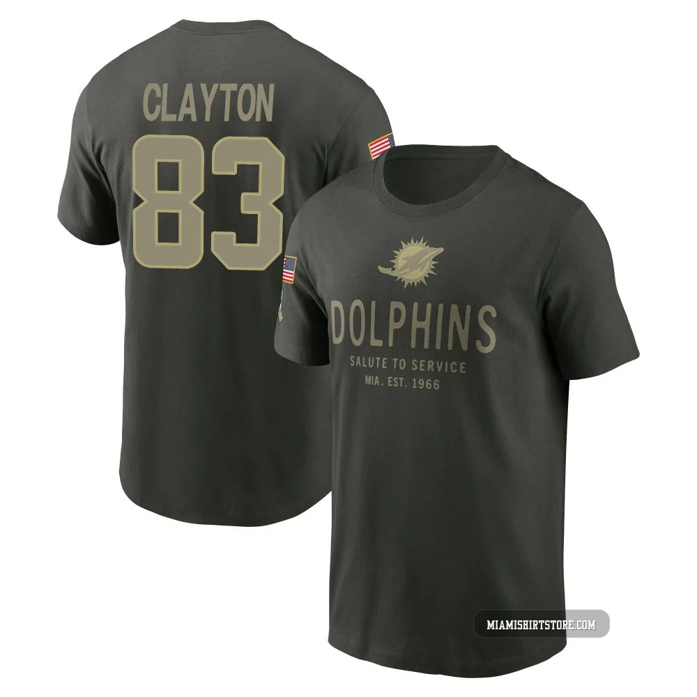 Men's Mark Clayton Miami Dolphins ＃83 Forest/Green 2025 Salute to Service Sideline Primary Edge T-Shirt