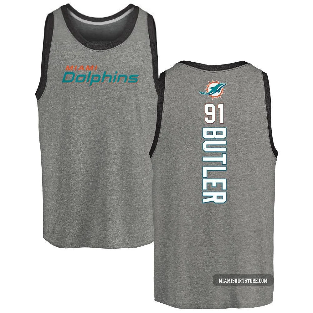 Men's Matthew Butler Miami Dolphins ＃91 Pro Line by Backer Tri-Blend Tank Top - Ash