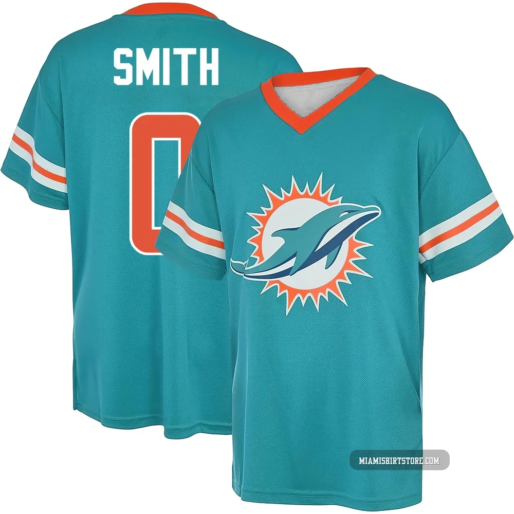 Men's Mazi Smith Miami Dolphins ＃0 Aqua Name & Number Game Day V-Neck T-Shirt