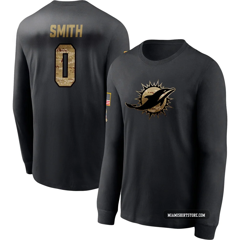 Men's Mazi Smith Miami Dolphins ＃0 Black 2020 Salute To Service Sideline Performance Long Sleeve T-Shirt